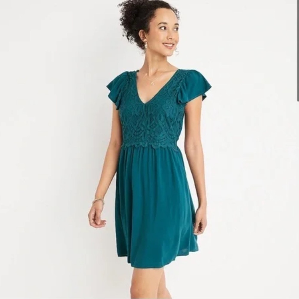 Maurices Teal Lace Skater Dress